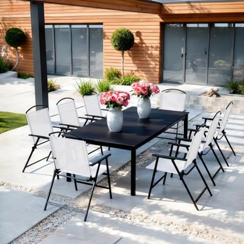 Outdoor Folding Patio Dining Chairs With Armrest for Garden Lawn Poolside Bac...