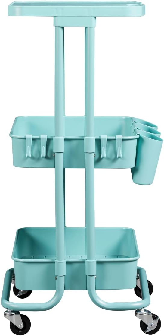 BEEY Metal Storage Baskets with Wheels, Metal Wire Market Basket Storage Orga...