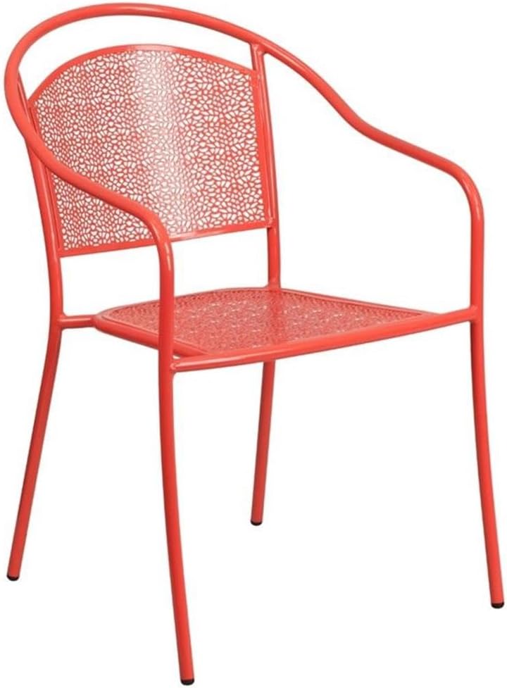 Flash Furniture Commercial Grade Coral Indoor-Outdoor Steel Patio Arm Chair w...