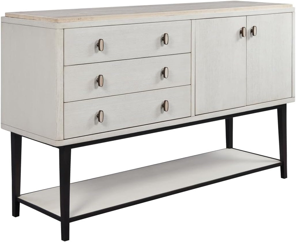 White Server with Metal Base, Solid Wood+MDF, Buffets and Sideboards | Modern...