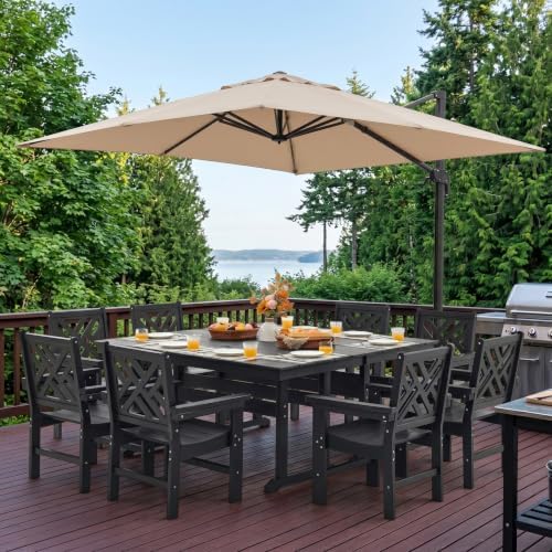 HDPE Outdoor Dining Set,10-Piece Outdoor Table and Chairs Include 8 Dining Ch...