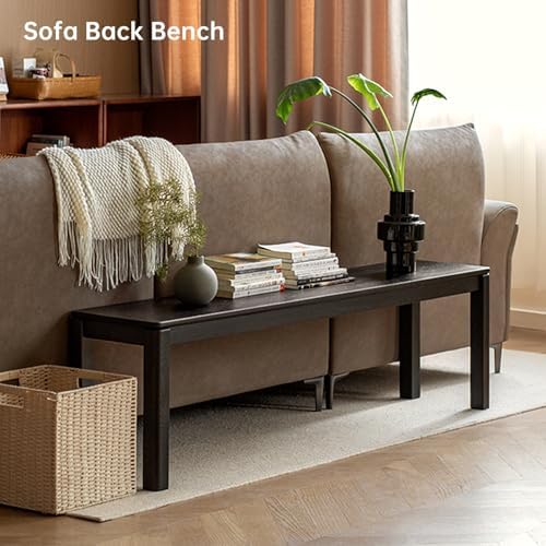 47.2'' 100% Solid Wood Dining Bench, Oak Wood Long Bench for Dining T...