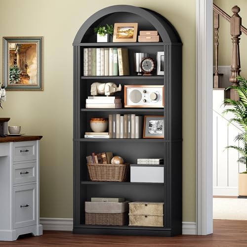 RALGEND Arched Bookshelf, 75.8" Tall Arch Bookcase with Storage, 6-Tier ...