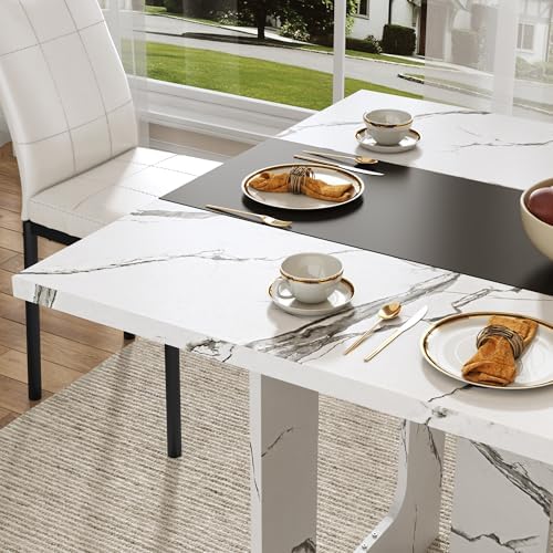 St.Mandyu 7 Pieces Dining Table & Chairs Set for 4-8 People, 71 Inch Kitc...