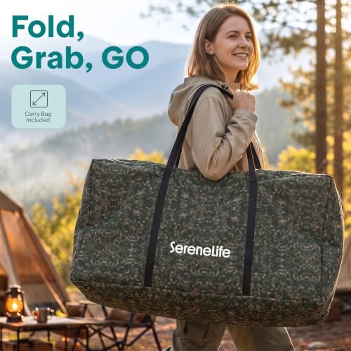 SereneLife Portable Director Chair, Folding Camping Chair with Side Table, Cu...