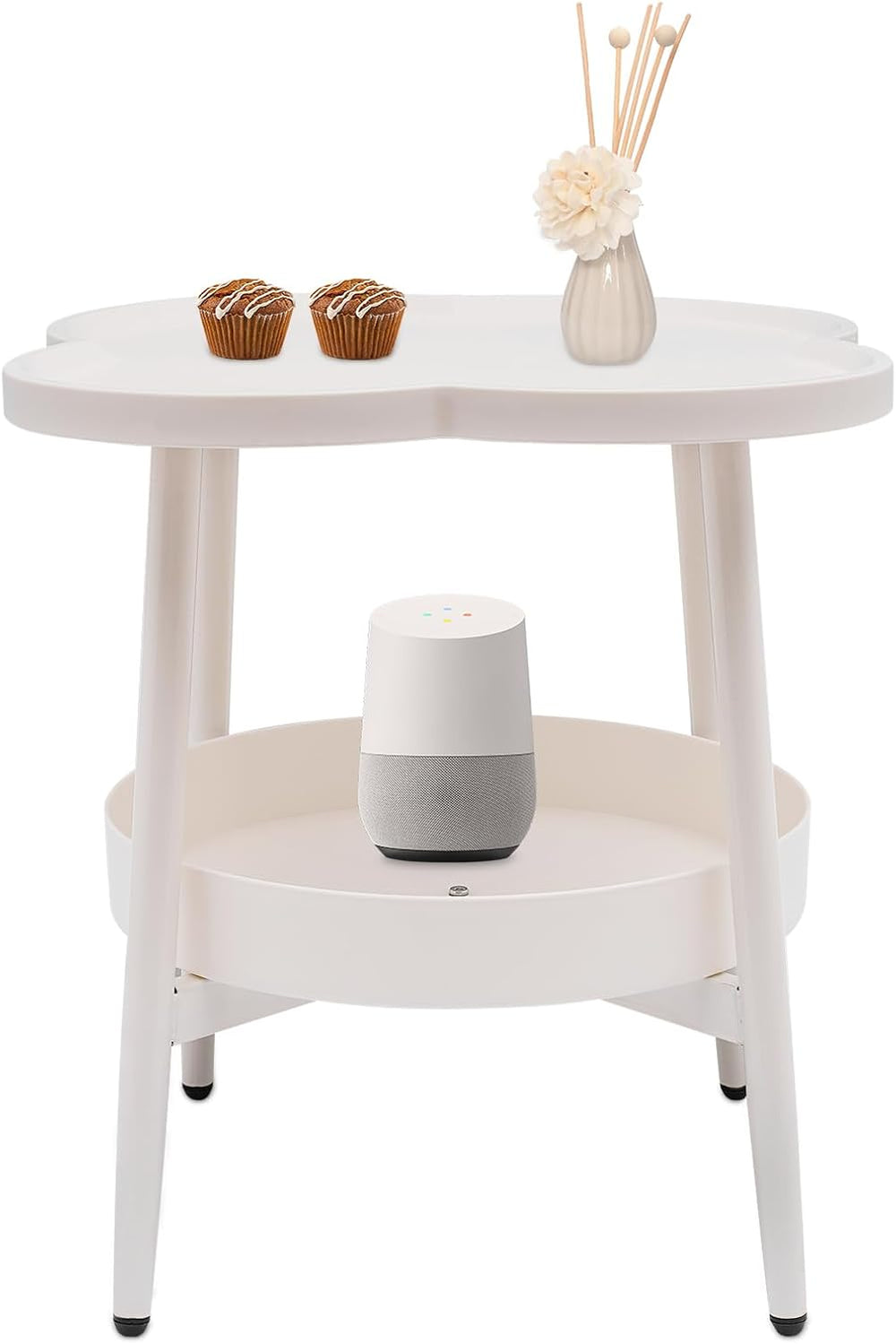 End Table Sofa & Console Flower Shape Snack Side Table with Stand Modern ...