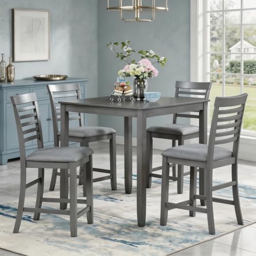 LUMISOL 5-Piece Dining Table Set for 4, Farmhouse Counter Height Kitchen Dini...