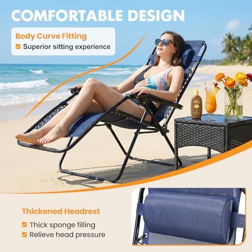 NEWBULIG Zero Gravity Chairs Set of 2, Lounge Chair Folding Portable Adjustab...