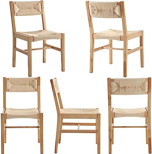 BESTANO Woven Rattan Dining Chairs Set of 4, Farmhouse Wicker Boho Dining Cha...