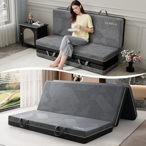 GEMBED Tri Folding Mattress Queen Size - 6 Inch Foldable Floor Sofa Bed | Mem...