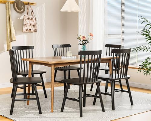 Dining Chairs Set of 8, Farmhouse Solid Wood Windsor Kitchen Chairs Set with ...