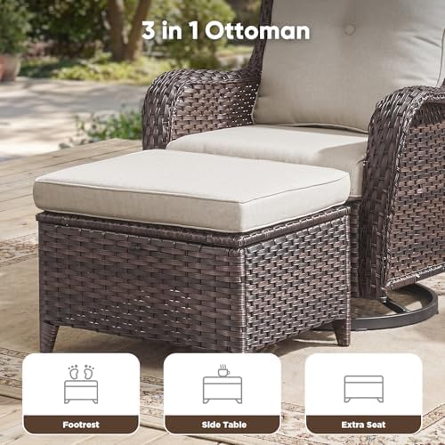 Belord 5 Piece Wicker Patio Furniture Set, Outdoor Swivel Rocker Chairs Set o...