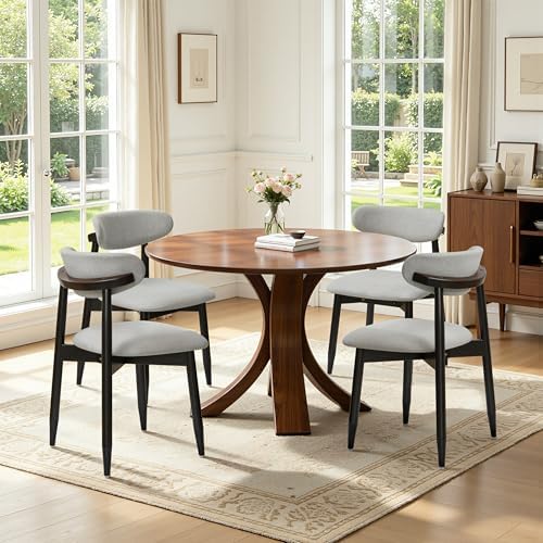 CHUN YI Dining Chairs Set of 4, Upholstered Wooden Dining Room Chairs, Mid Ce...