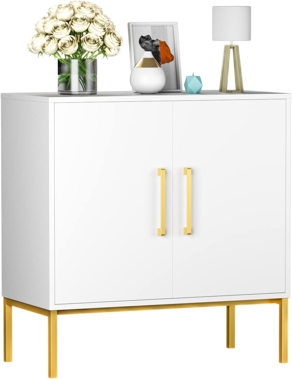CARPETNAL Siedeboard Buffet Cabinet, White Side Storage Cabinet with Doors an...