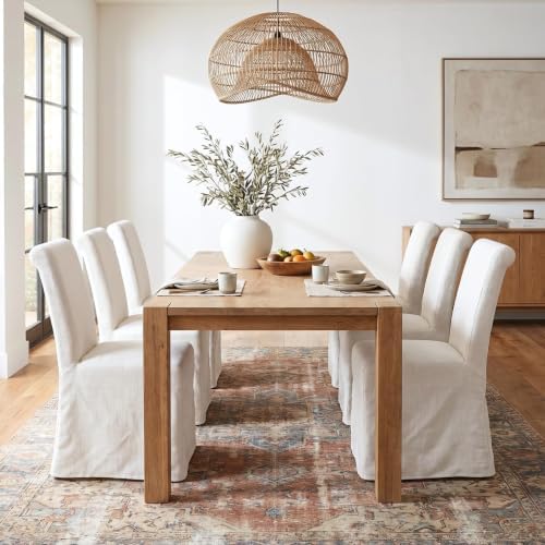 chairus Slipcovered Upholstered Parsons Dining Chairs Set of 4, Cream White