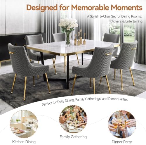 WUTUTUEE Velvet Dining Chairs Set of 4 Gold Legs,Upholstered Velvet Accent Ch...