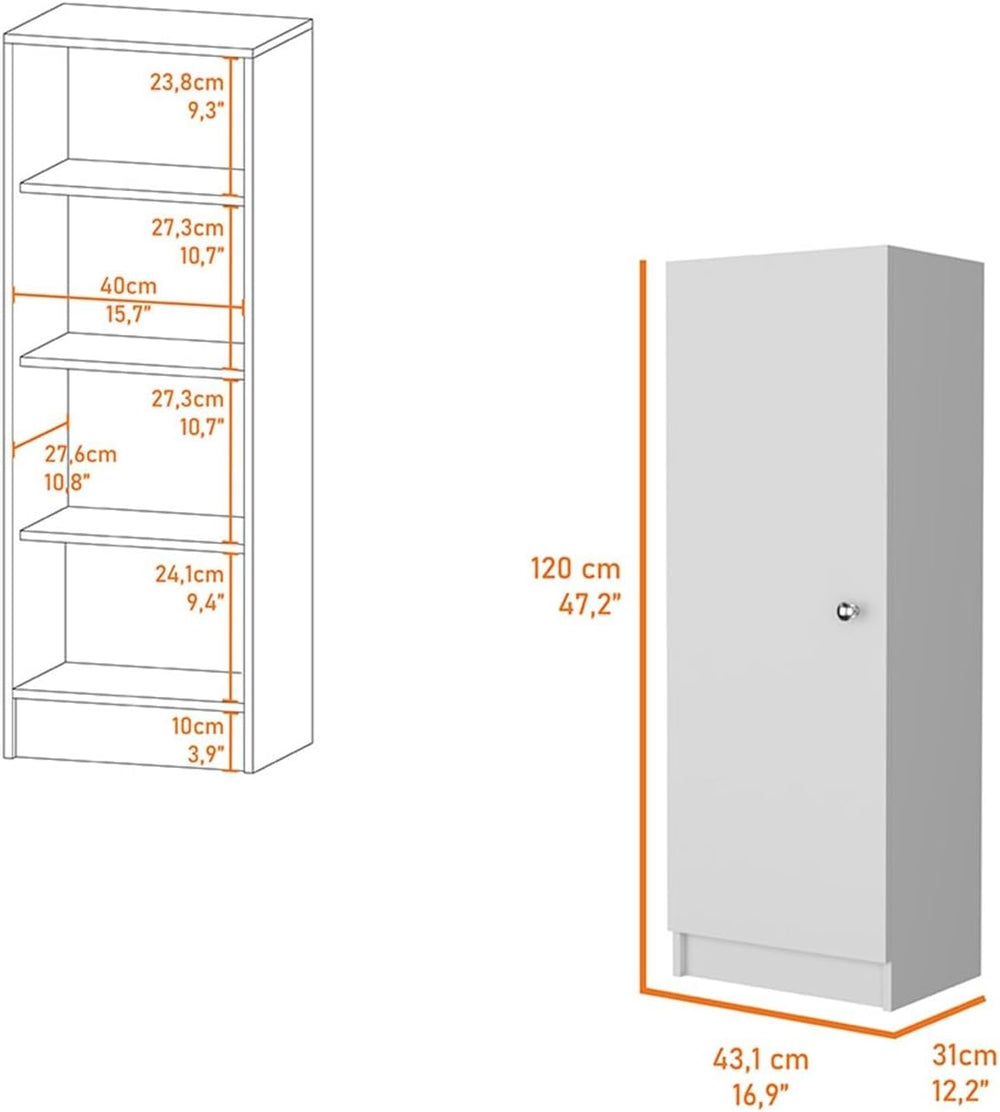 Single Door Pantry, Four Shelves, Small Size, Ample Storage Space,for Kitchen