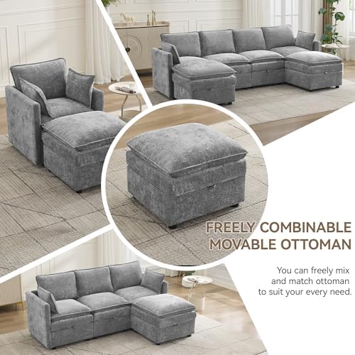 27" Large Square Ottoman with Storage, Modern Upholstered Footrest with ...