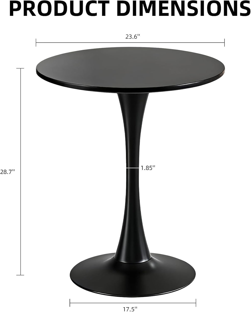 Round Dining Table, 24" Circle Tulip Table with Thickened Tabletop &...