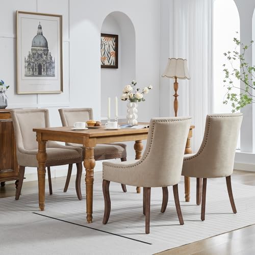 Beige Upholstered Dining Chairs Set of 2, Kitchen & Dining Room Chairs