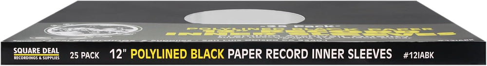 12" Premium Black Polylined Record Inner Sleeves - Archival Quality, Hea...