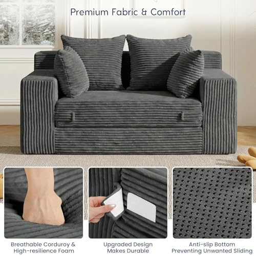 cidludto Couch Loveseat Sleeper, Convertible Sofa Bed Folding Couch Bed Folda...