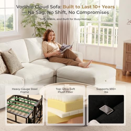 Cloud Couch Sectional 146.5'' Oversized Modular Deep Seat Sofa Bed Co...