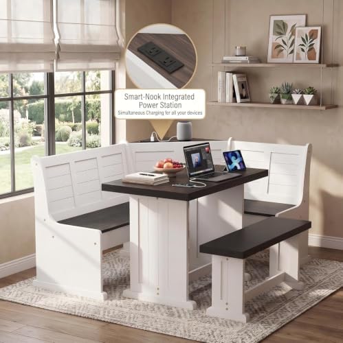 ENOR Breakfast Nook Table Set,Kitchen Corner Table Set for Dining Room