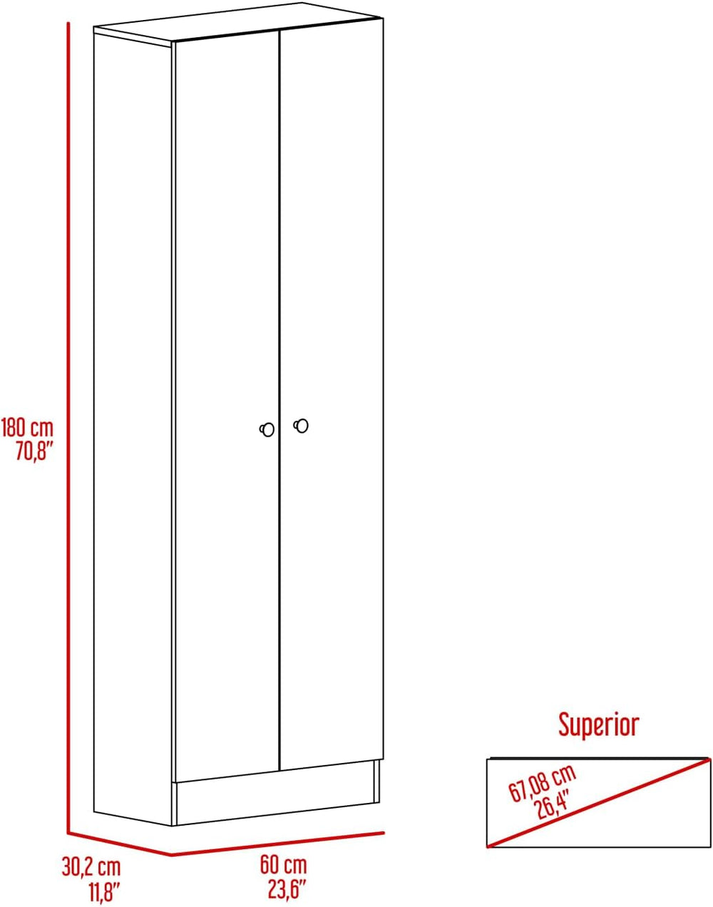 Multistorage Pantry Cabinet, Five Shelves, Double Door, Beige