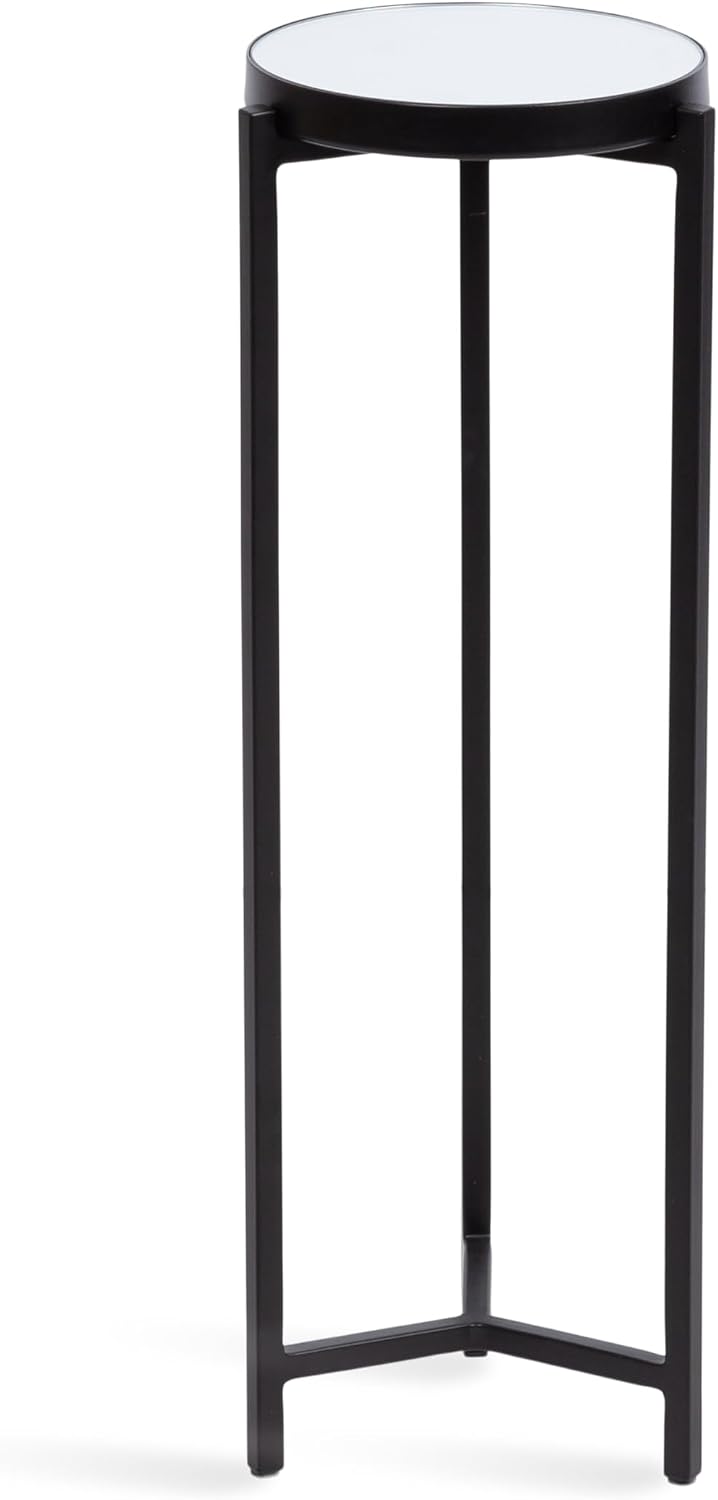 Kate and Laurel Aguilar Modern Mirrored Round Drink Table, 9 x 9 x 23, Black,...