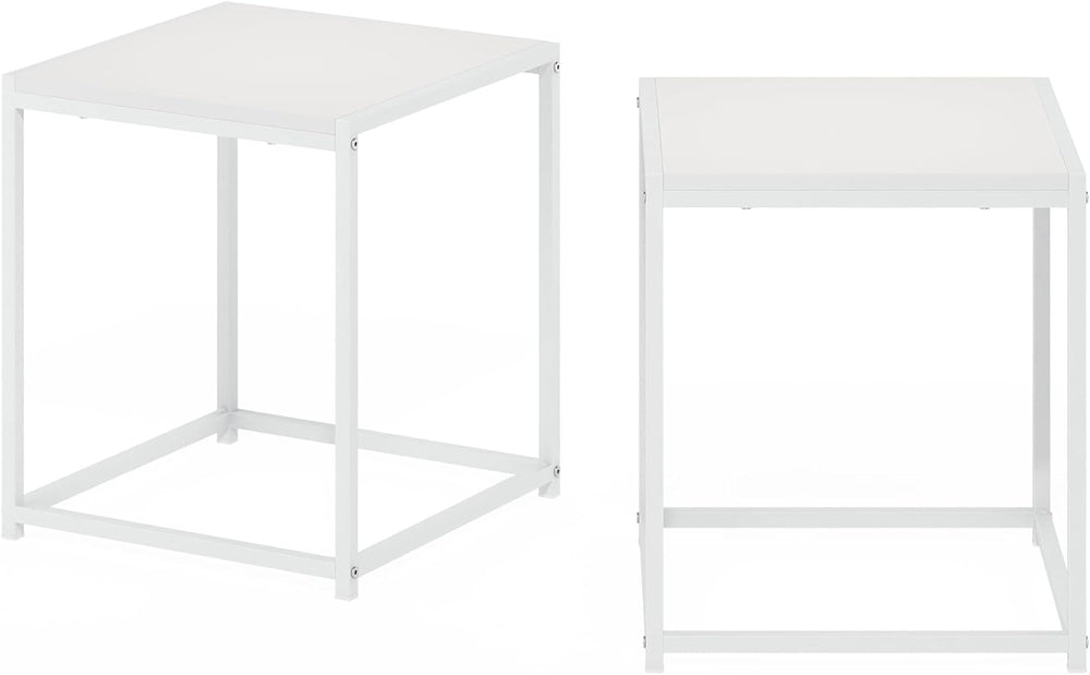 Furinno CAMNUS Side Table Set of 2, Metal Frame End Table, Night Stand, Bedsi...
