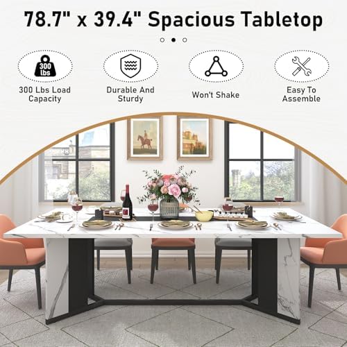Hlivelood 78Inch Large Dining Table for 6 8 People,Wooden Rectangular Kitchen...