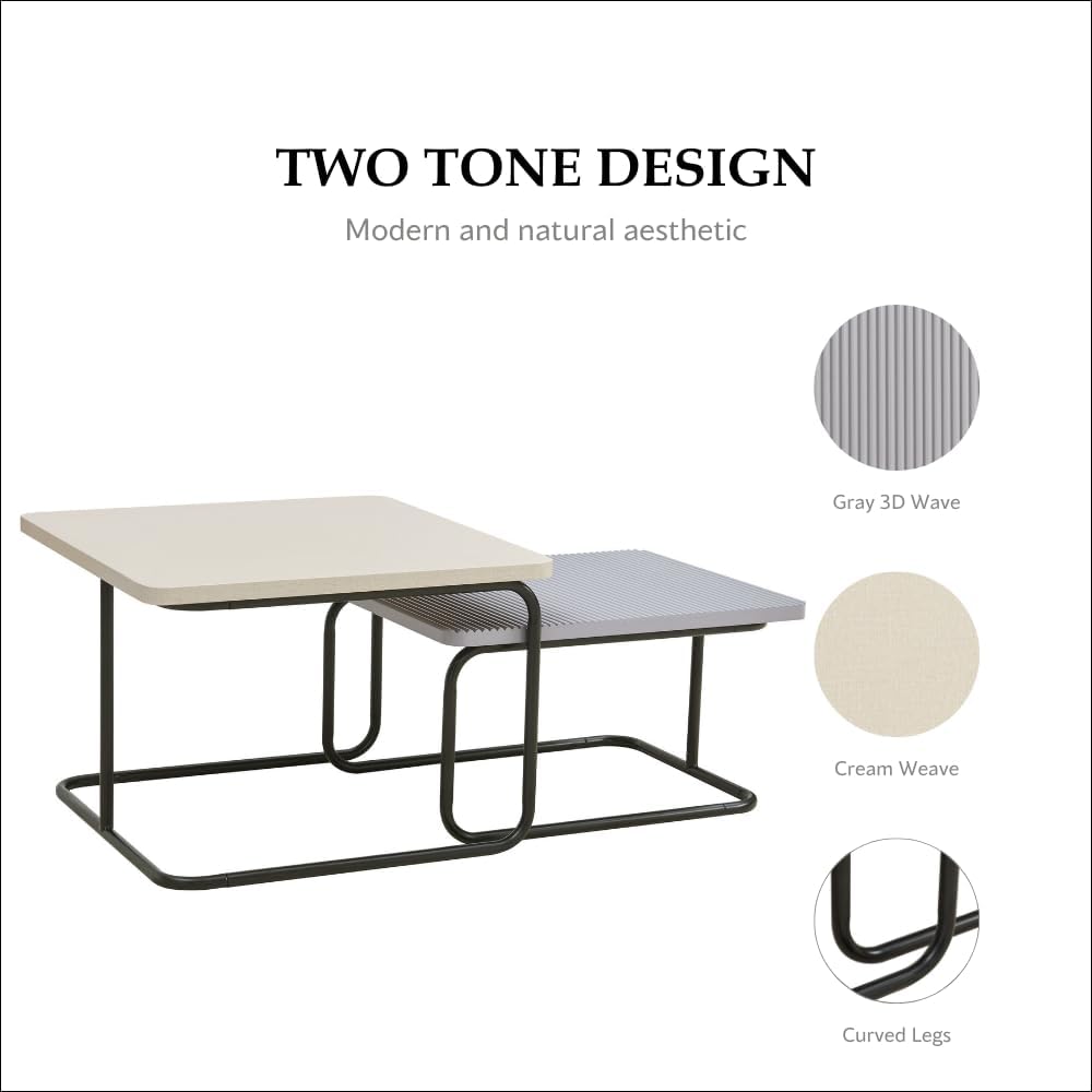 Furniture of America Chaya Modern Square Nesting Coffee Table Set of 2, Two-T...