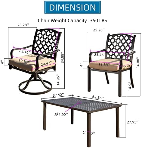 Domi 7 Pieces Patio Dining Sets All-Weather Metal Outdoor Modern Dining Sets ...