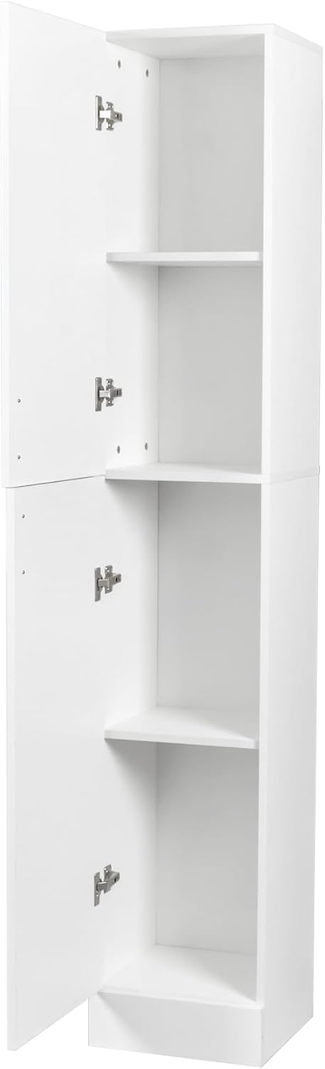 Freestanding Cabinet with Inadjustable Shelves and Two Doors for Kitchen, Din...