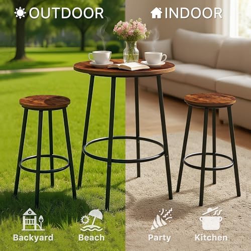 SUPER DEAL Round Pub Dining Set, 3 Piece Small Kitchen Table Set with 2 Count...