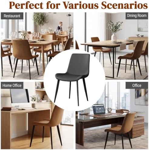 Black Dining Chairs Set of 4, PU Leather Dining Room Chairs, Upholstered Kitc...