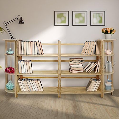 Casual Home 3-Shelf Folding Stackable Bookcase (27.5" Wide)-Honey Oak