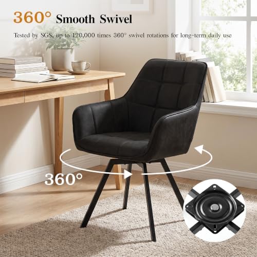 TUKAILAi Swivel Dining Chairs Set of 4, Faux Leather Dining Chairs with Arms ...