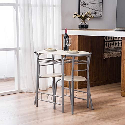 VINGLI 3 Piece Dining Set, Small Kitchen Table Set for 2, Breakfast Table Set...