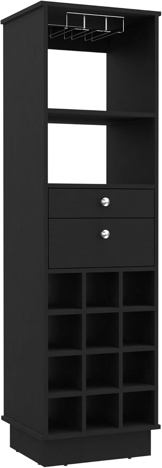 Classic Storage Cabinet with Two Drawers, Twelve Built-in Wine Rack Pantry Si...