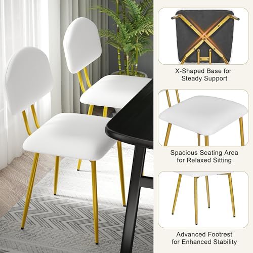 VECELO Card Table and Chair Set 3 Piece, Curved Back, White