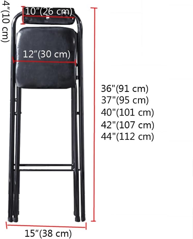 Tall Folding Stool Chair, 22/24/26/28/30 Inch Folding Bar Stool with Backrest...