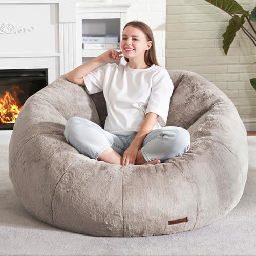 Hobestluk Large Bean Bag Chair for Adults to Relax, Donut-Shaped (Brown) | Sp...