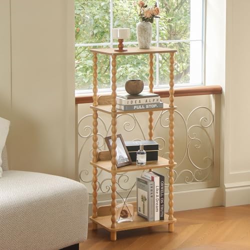 Fultyle Bookshelf, 4-Tier Wooden Bookcase with Open Shelves, Modern Book Shel...