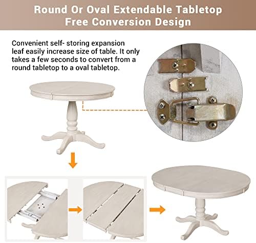 Harper & Bright Designs Modern Dining Table Set for 4,Round Table and 4 K...