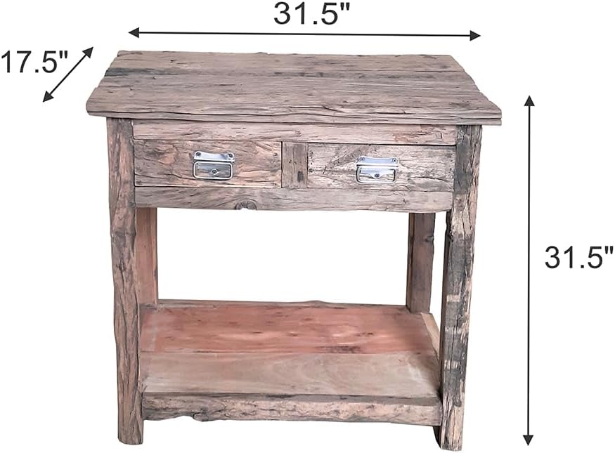 31.5x17.5x31.5 Rustic 2 Drawer Kitchen Island