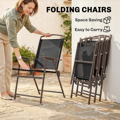 Outsunny 6 Piece Outdoor Patio Dining Set for 4 with Umbrella Black/Coffee
