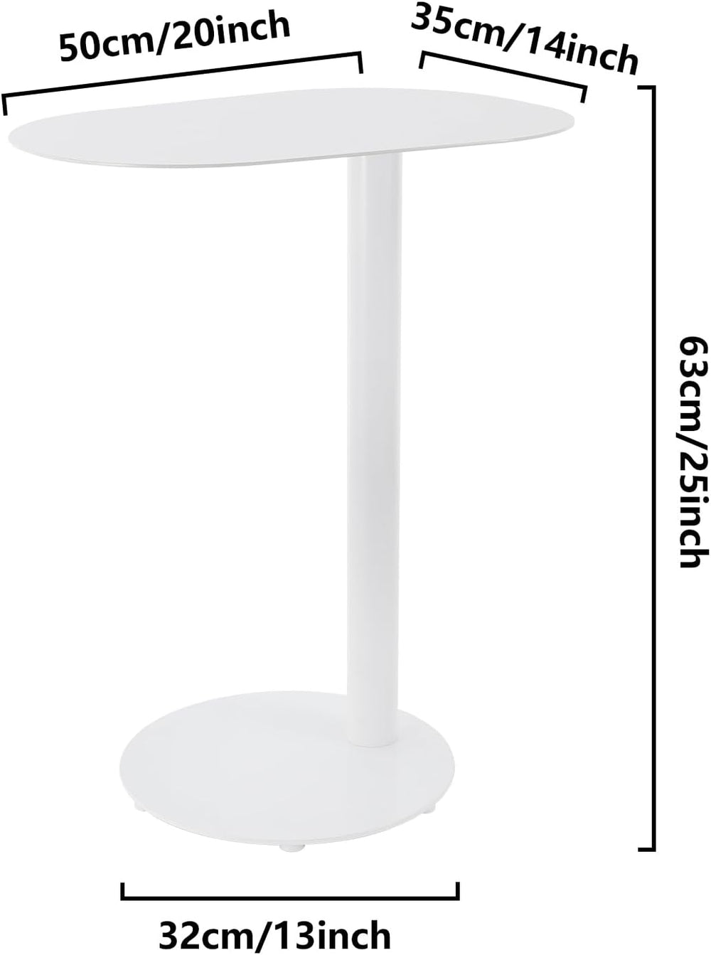 Modern C-Shaped Side Table, Metal End Table for Sofa Couch & Bed, 25in Ta...