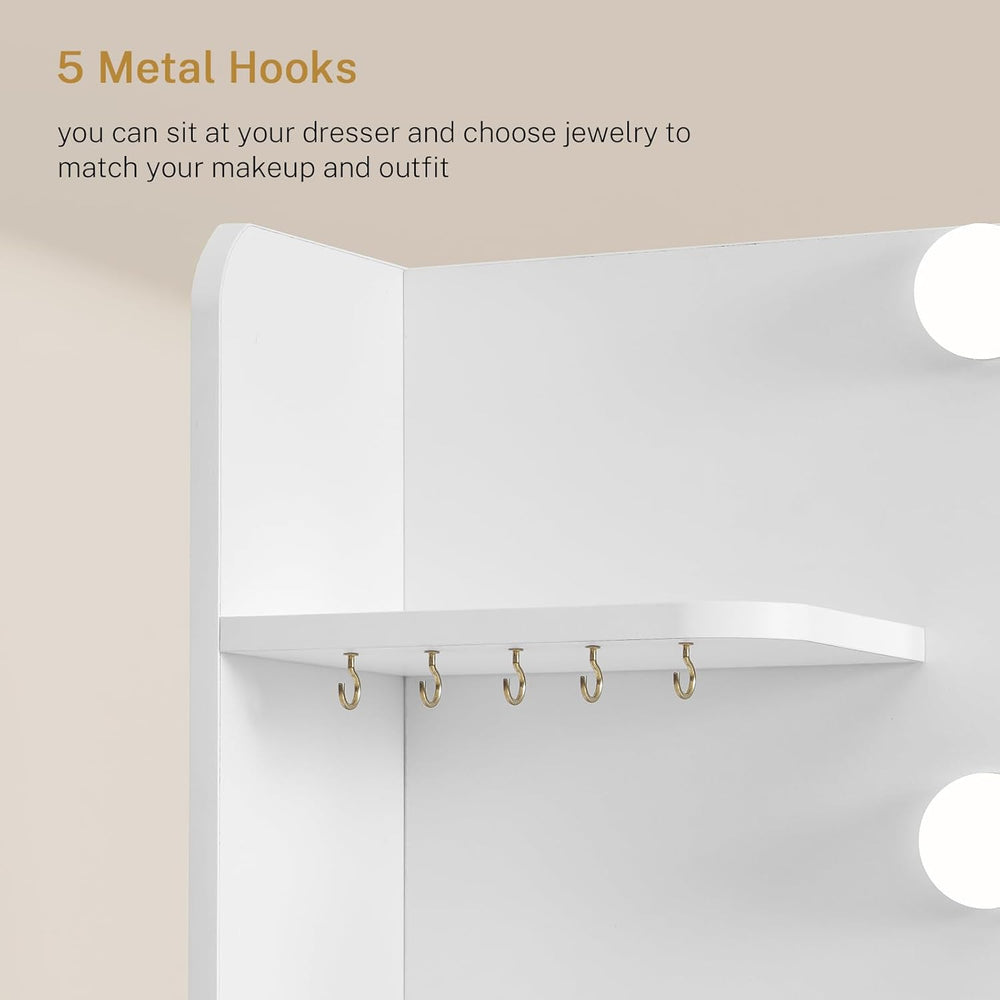 Quimoo Large Vanity Desk with Mirror and Lights, Makeup Vanity with 11 Drawer...